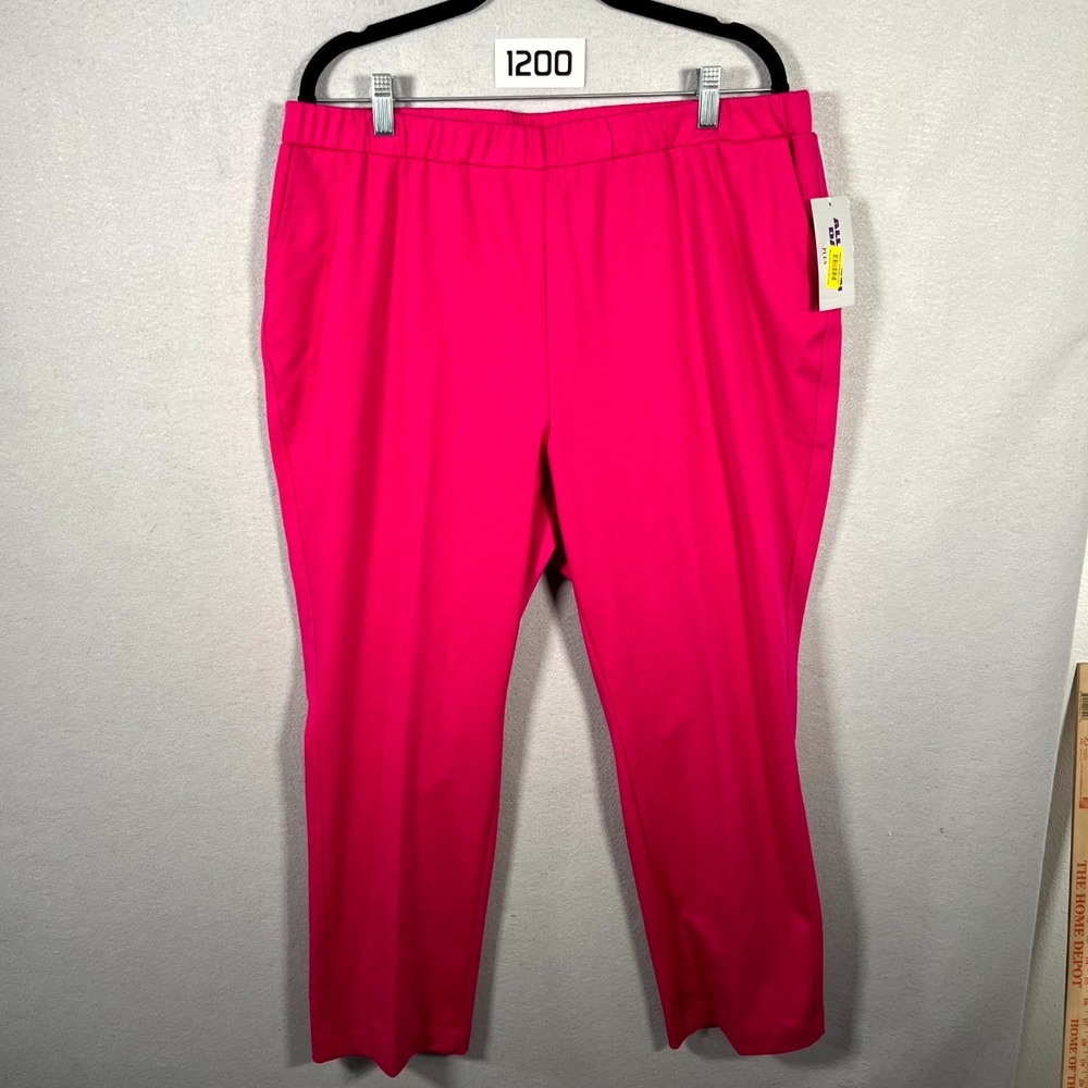 Allison Daley Plus Fuchsia Pants Womens 18W Pink Stretch‎ Pull On Elastic Waist